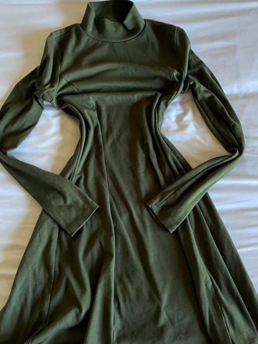 Forever 21 Olive Green Mock Neck Skater Dress